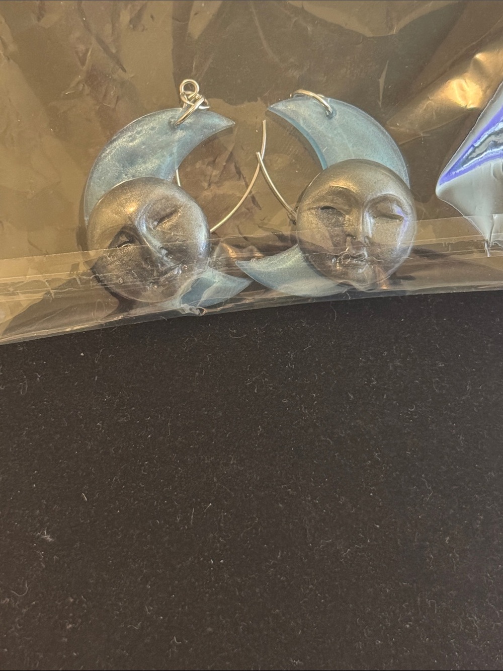 Blue Moon Face Drop Earrings - Picture 2 of 3
